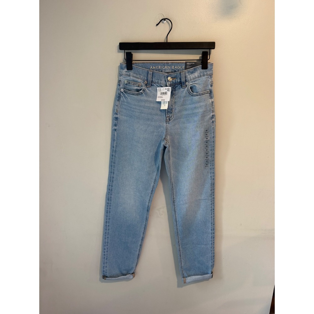 American Eagle Super High-Rise Straight Stretch Jeans Light Wash 00 Regular 24W